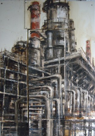 3. Raffineria; 80x120; Mixed technique on iron